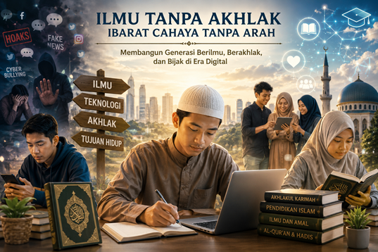 Generasi muda Muslim belajar teknologi dan pendidikan Islam dengan akhlakul karimah di era digital modern